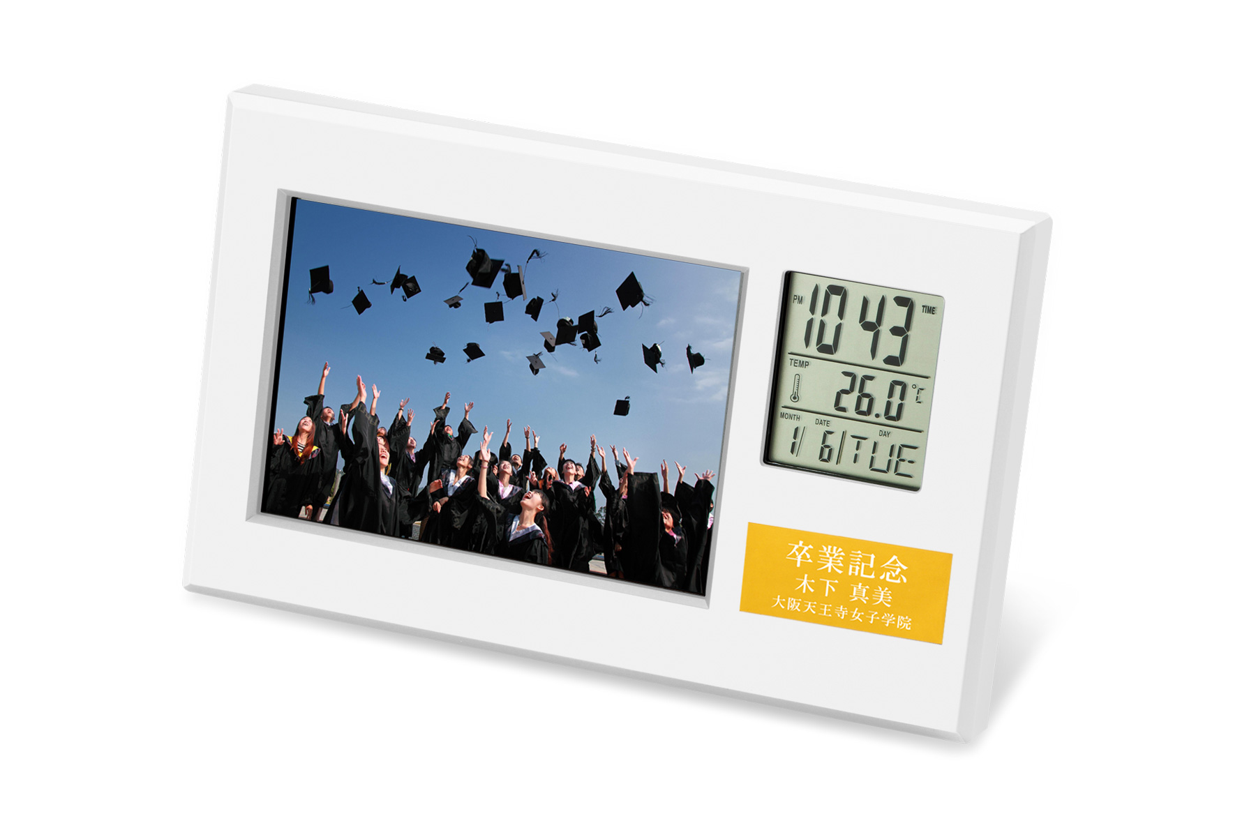 おしゃれなデザインの時計付きフォトフレーム J-FV-242441