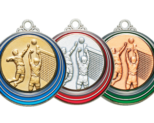 カラフルなカラーが特徴的なバレーボール大会用表彰メダル