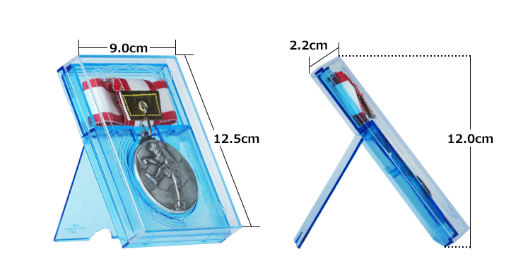 表彰メダルや記念品メダルを飾れる便利な樹脂製スタンドメダルケース