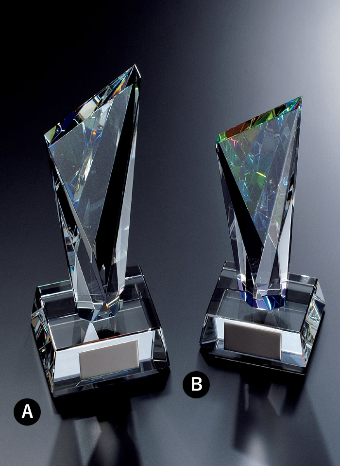 JG-B-503　透明度抜群の光学ガラス（オプティカルガラス）が美しい人気定番クリスタルトロフィー