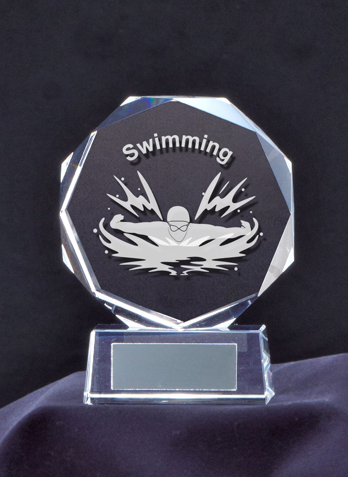 クリスタル製の水泳表彰楯 JG-B-529-K