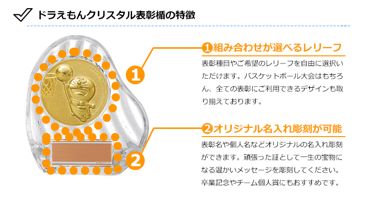JS-DRZ-3002　ドラえもんのバスケットボールクリスタル表彰楯のおすすめポイント