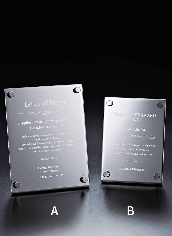 ステンレス製オリジナル・セミオーダー楯 JS-L80-01