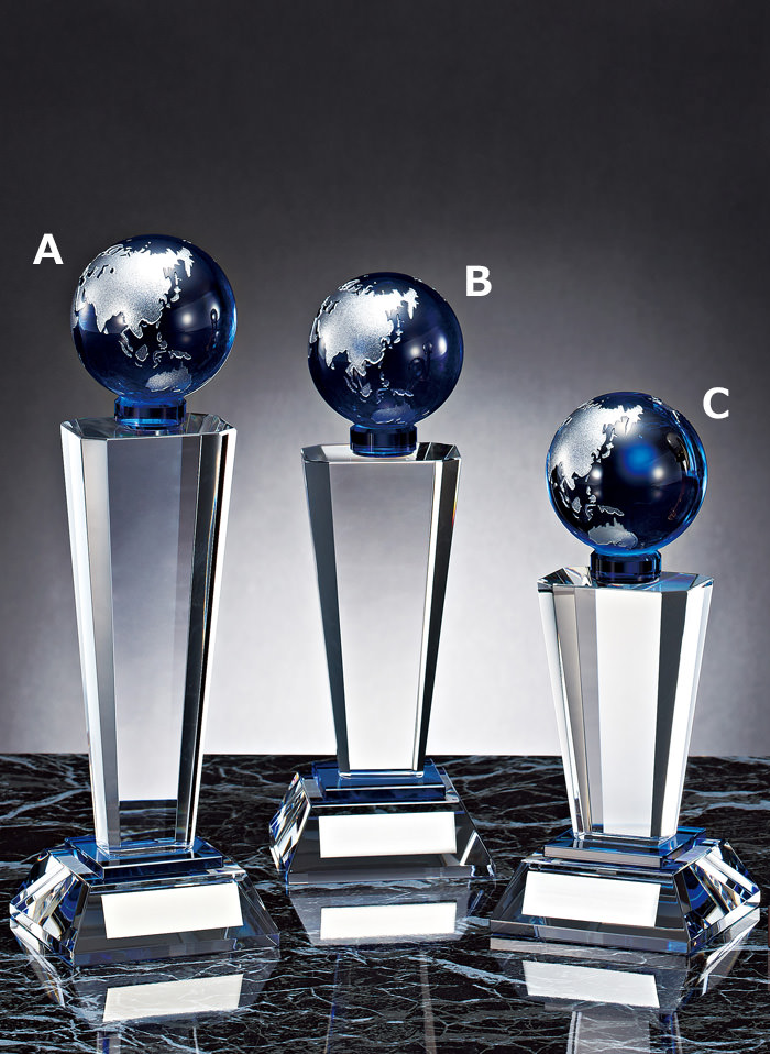 クリスタル製の地球型表彰トロフィー JS-YC-4916