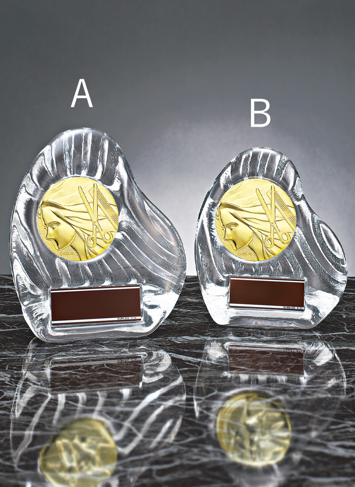 ヘアカット用のガラス表彰楯 JS-YCZ-4956-barber