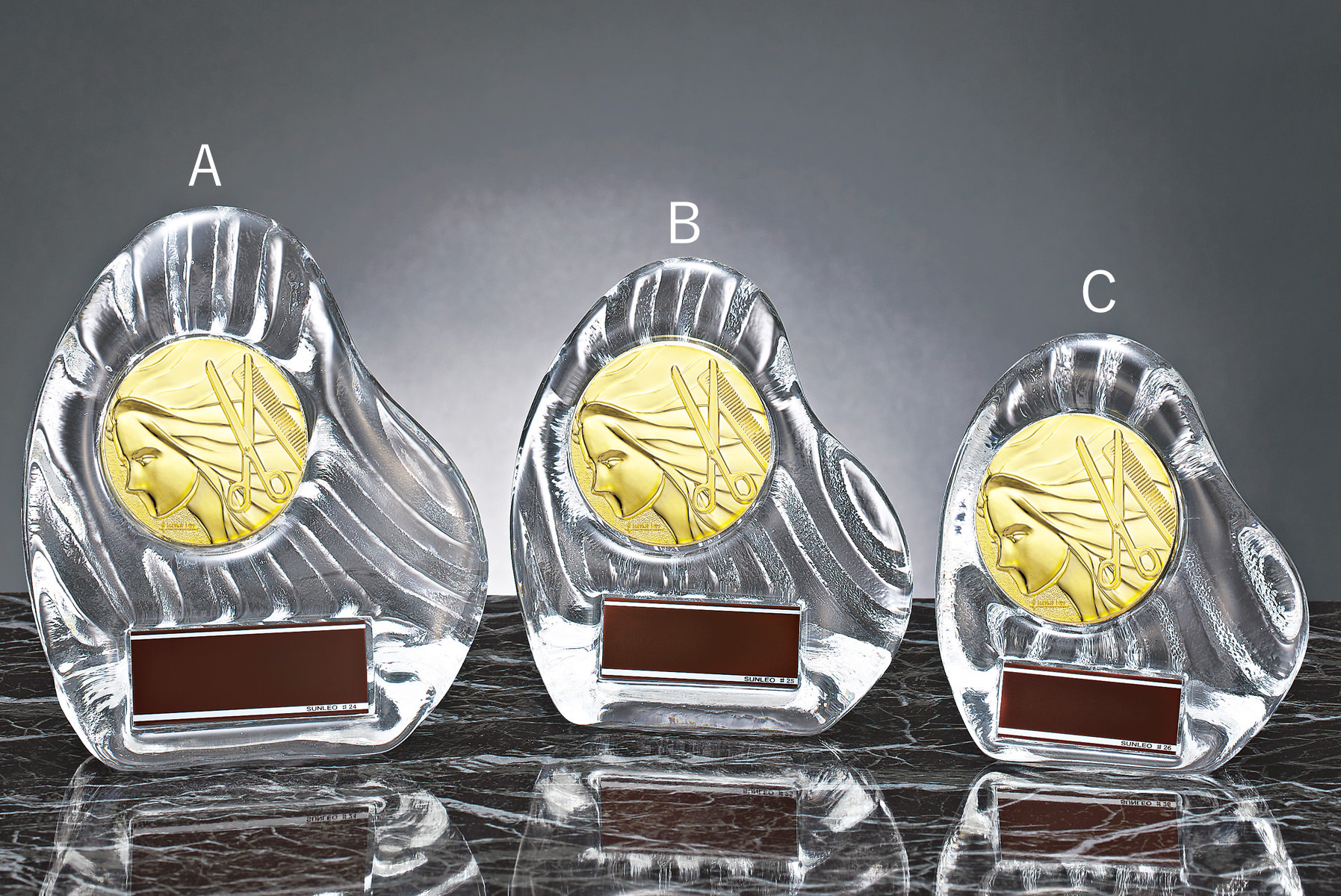 ヘアカット用のガラス表彰楯 JS-YCZ-4956-barber