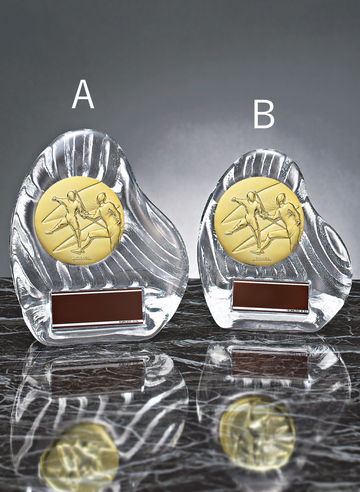 JS-YCZ-4956　野球・サッカー・ゴルフ…全てのスポーツ大会での表彰に活躍できる温かみのあるガラス楯