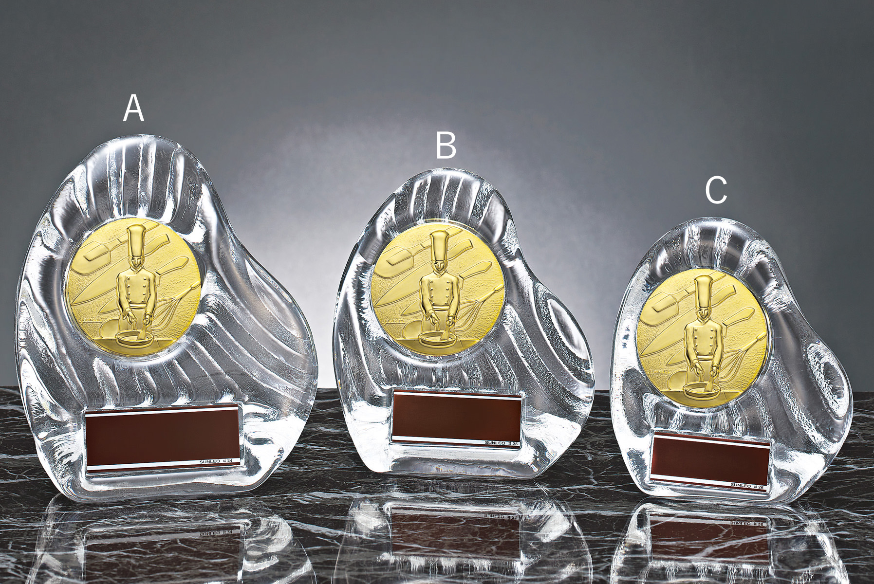 料理コンテスト用のおしゃれなガラス表彰楯 JS-YCZ-4956-cooking