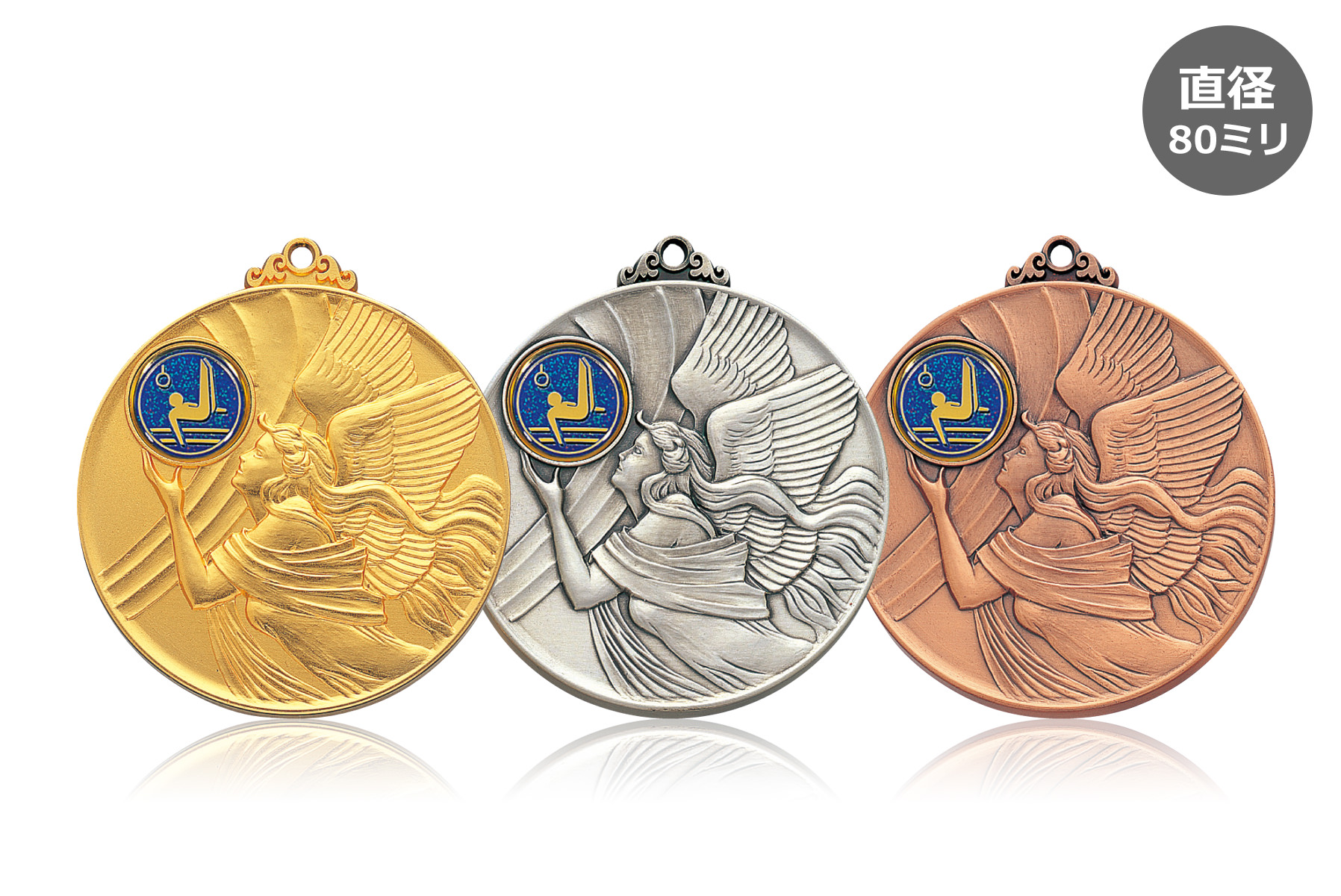 女神が種目取替えマークを掲げた体操用メダル　JW-3MR-801-gymnastics