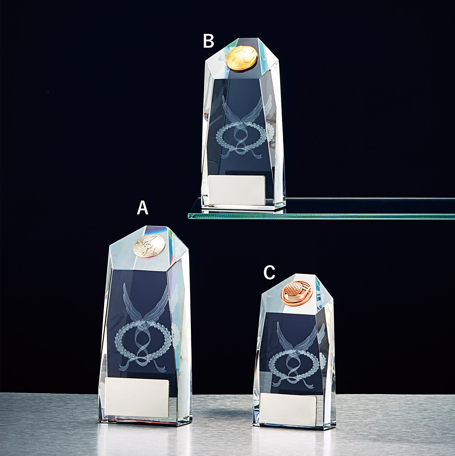 JW-B-6012　光学ガラスの高級感が際立つクリスタルトロフィー