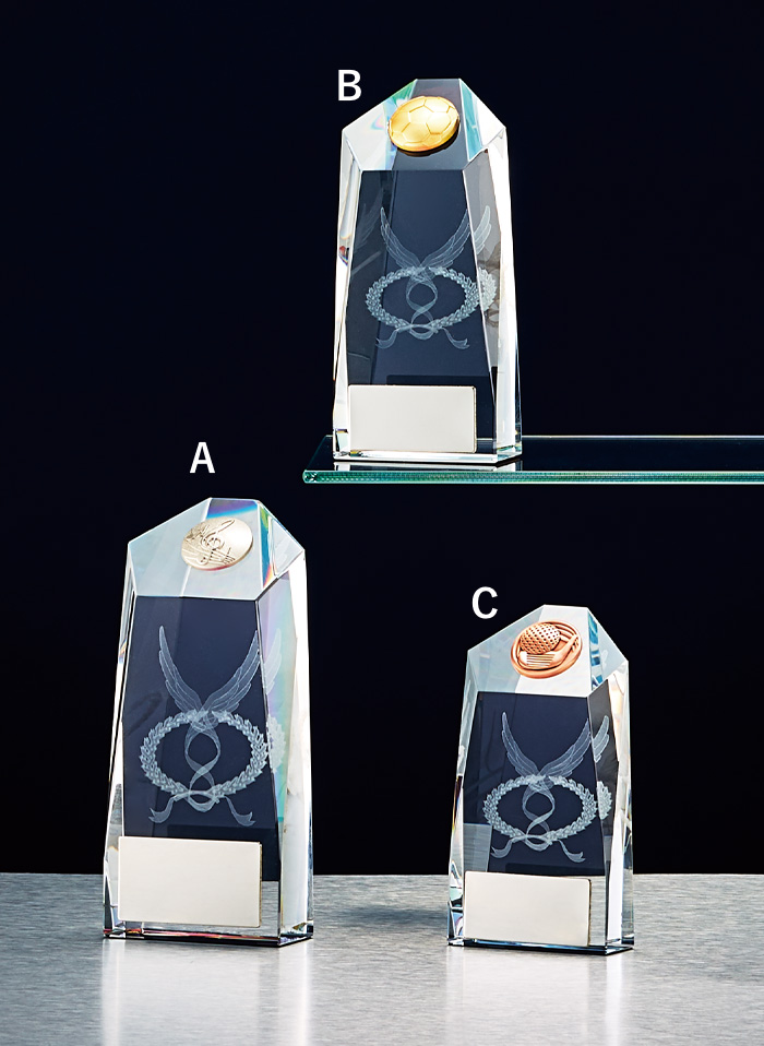 JW-B-6123　光学ガラスの高級感が際立つクリスタルトロフィー