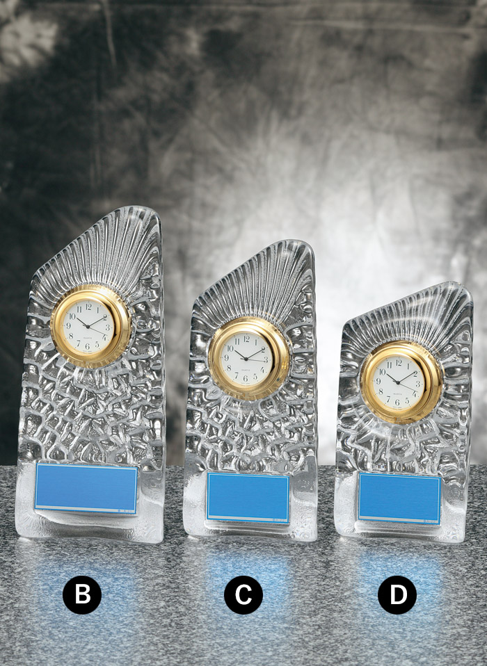 JW-BM-8366 成型ガラス製の時計付き記念品はシーンを選ばずご利用頂ける一品です