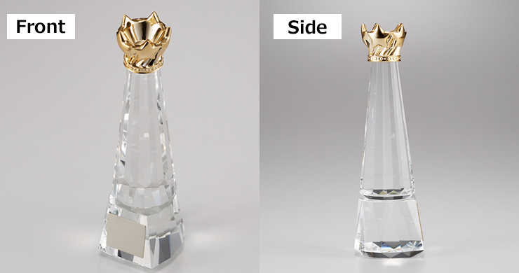 >王冠が飾られたクリスタルトロフィーの詳細 JW-BT-2035