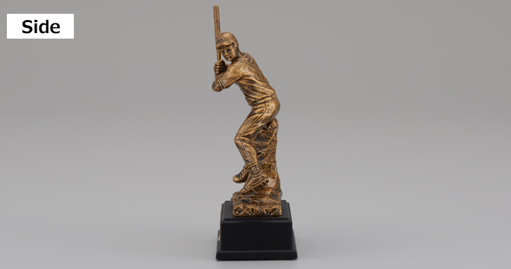 ポリレジン製野球用ブロンズトロフィーの側面と背面　JW-BT-2316