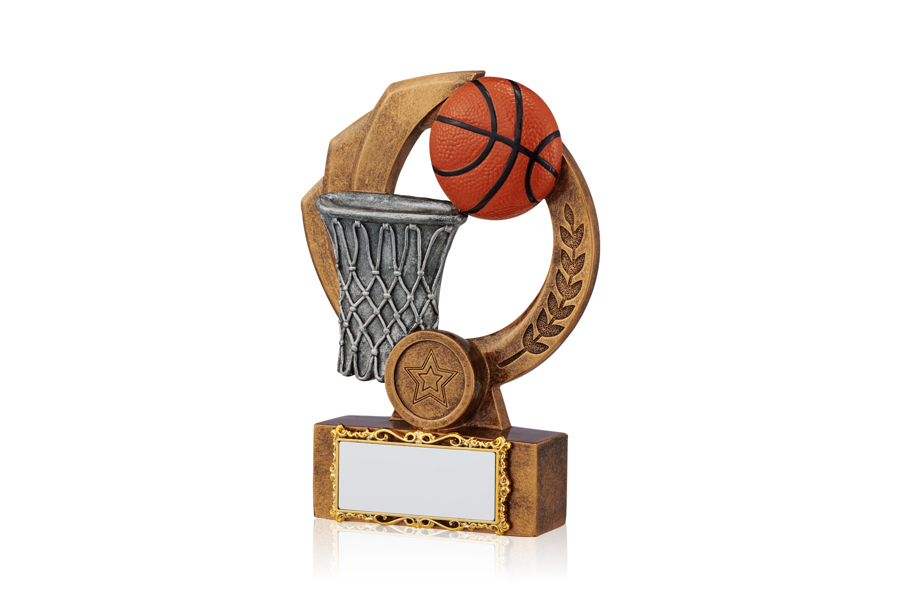 バスケ用クリスタルトロフィー JW-BT-2337｜高さ15.5センチ／重さ230g