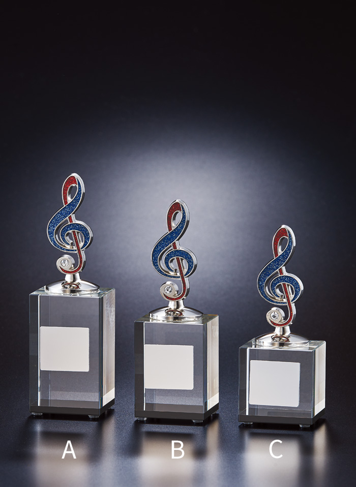 音楽用クリスタルトロフィー JW-BT-2347｜高さ13.0センチ／重さ400g～