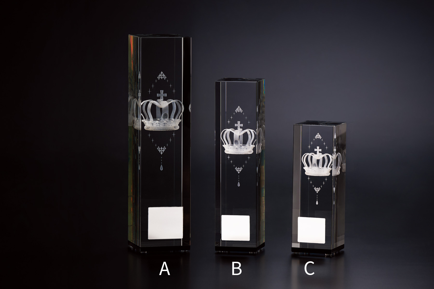 クリスタルトロフィー JW-BW-2038｜高さ15.0センチ～／重さ960g～