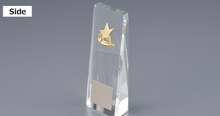 高級感あふれるクリスタルトロフィーの側面 JW-BW-2056