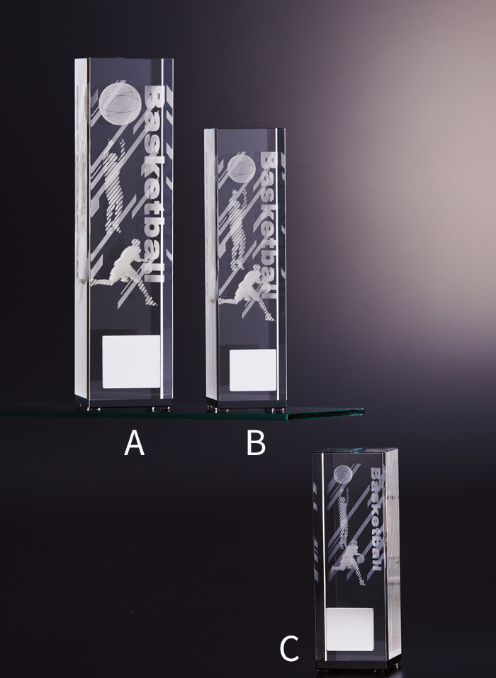 バスケットボール用クリスタルトロフィー JW-BW-2334｜高さ15.0センチ／重さ960g～