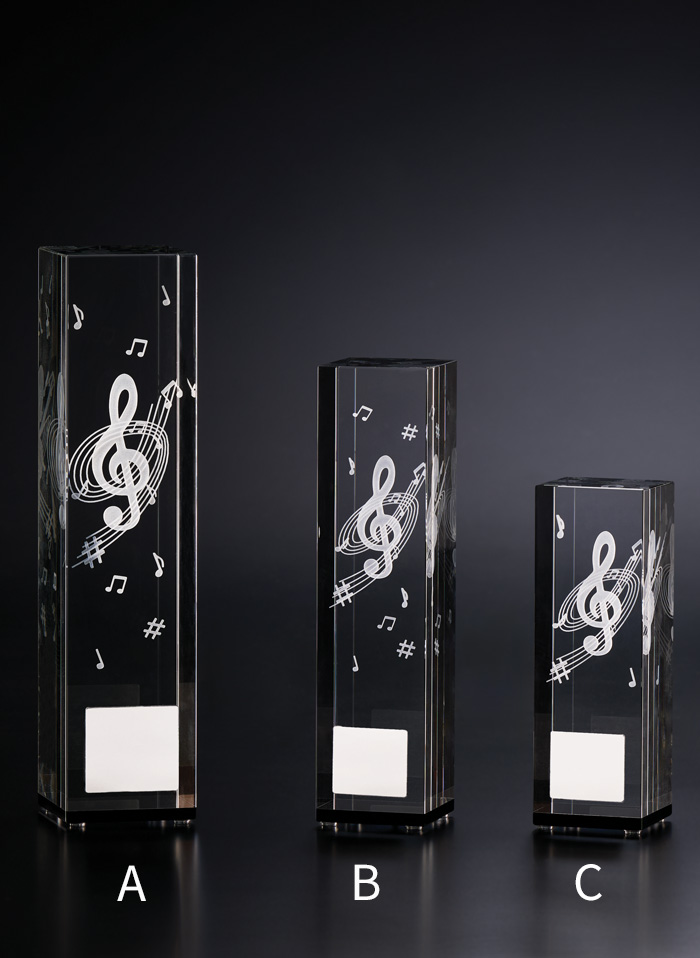 音楽用クリスタルトロフィー JW-BW-2346｜高さ15.0センチ／重さ960g～