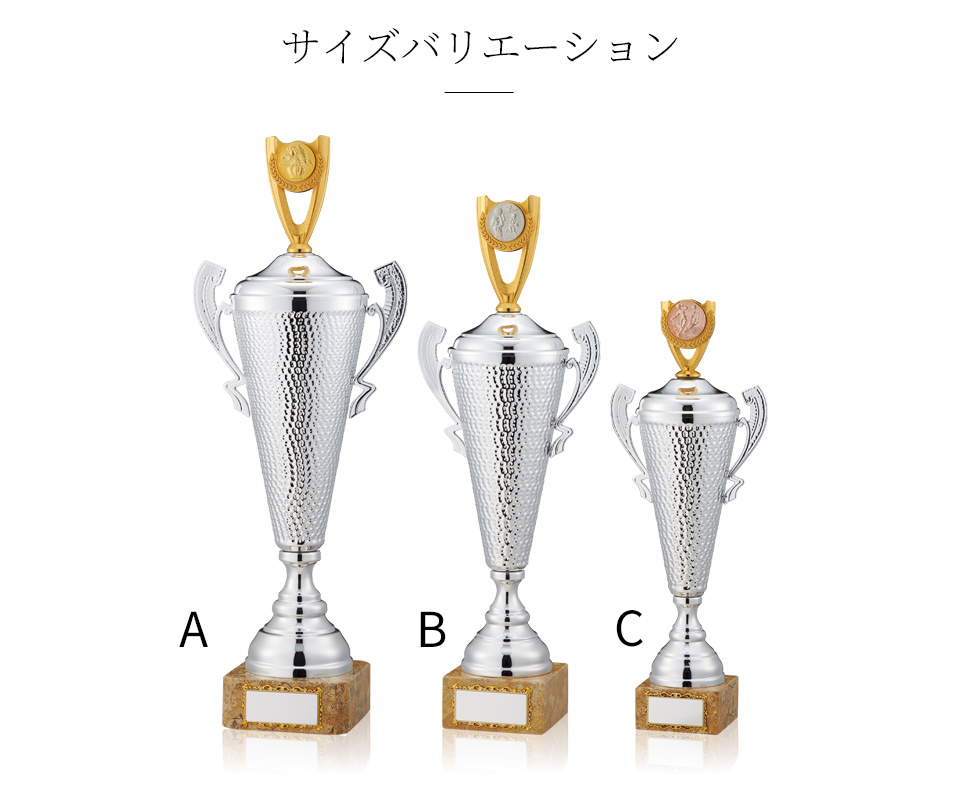 種目の取換えができるスタイリッシュ優勝カップのサイズバリエーション JW-C-1045