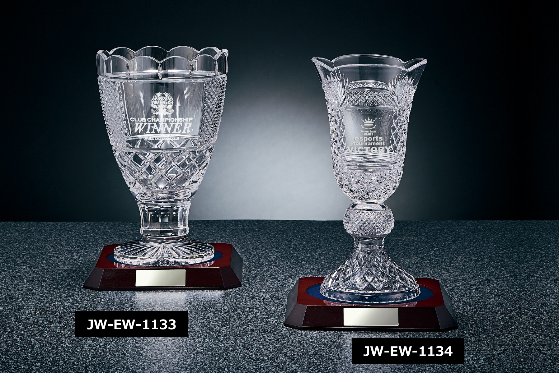 ボヘミアクリスタル製のオリジナル優勝カップ JW-EW-1133