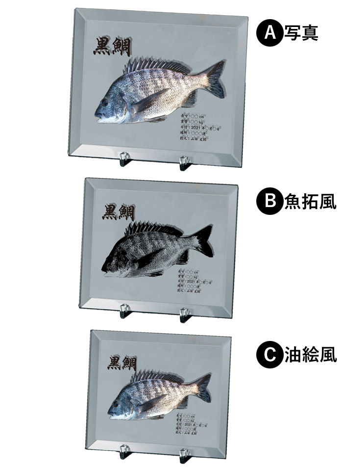 鏡面素材の楯板にデジタル魚拓が印刷可能 JW-JHU-7655