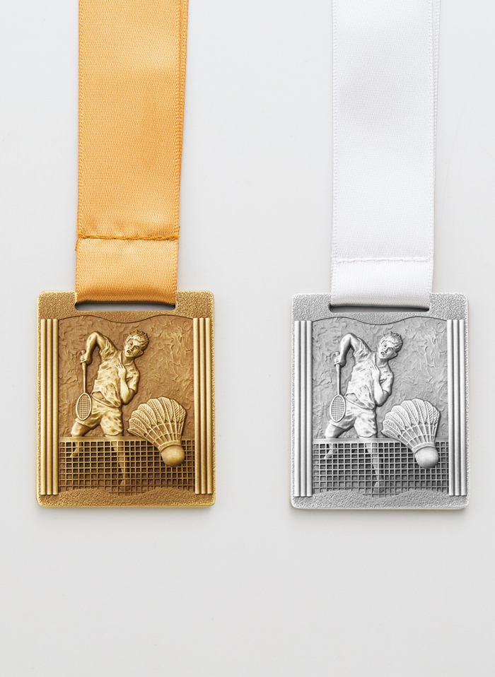 長方形のバドミントンメダル JW-MQ-badminton