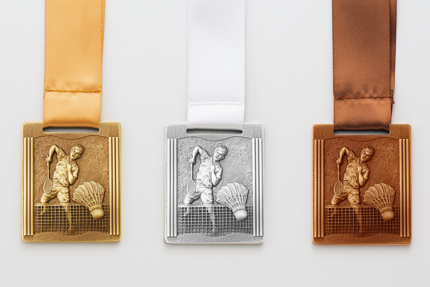 長方形のバドミントンメダル JW-MQ-badminton