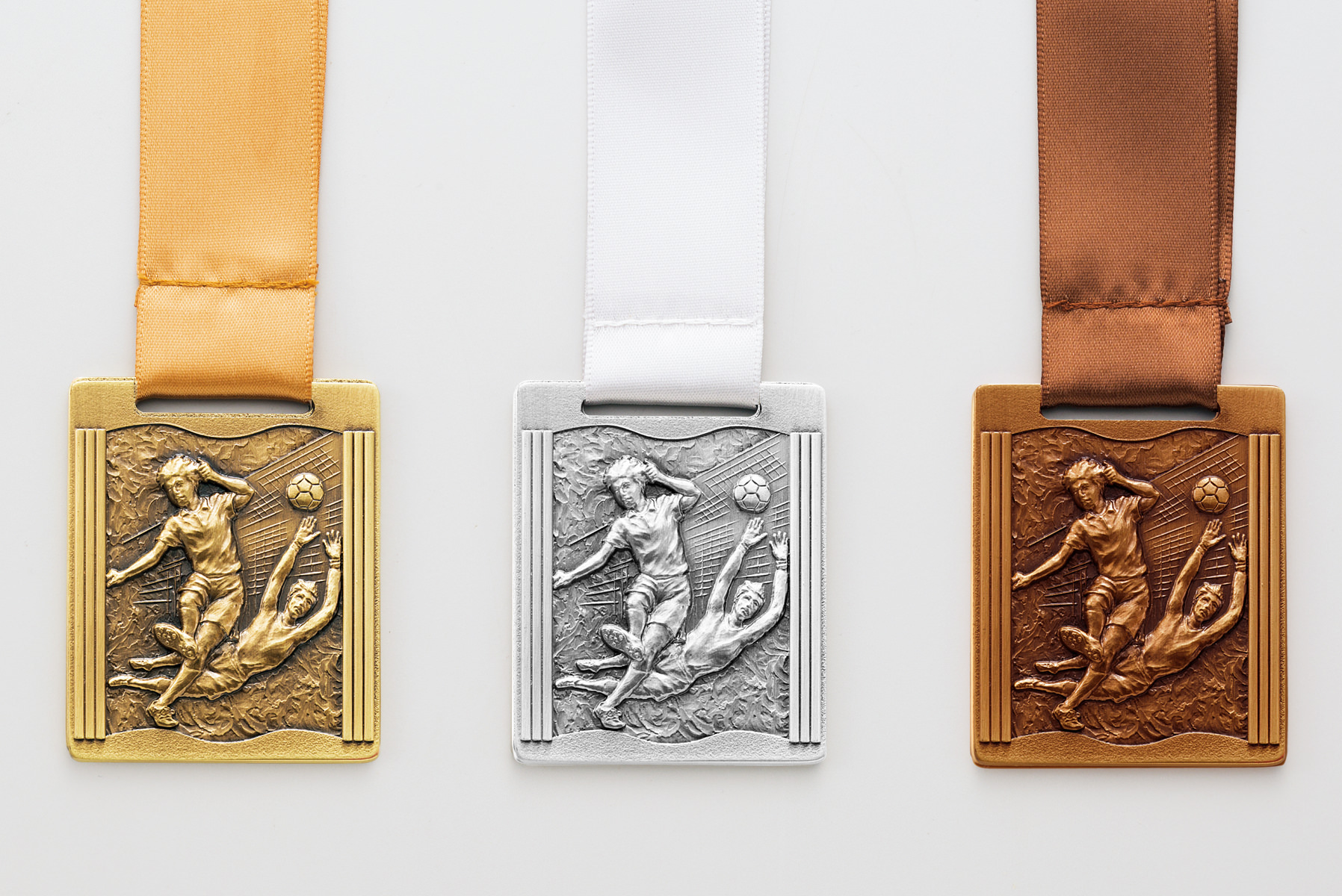 サッカー用真鍮古美仕上げの種目取替えメダル　JW-MQ-soccer