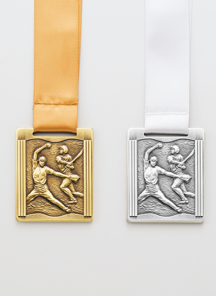 ソフトボール用真鍮古美仕上げの種目取替えメダル　JW-MQ-softball