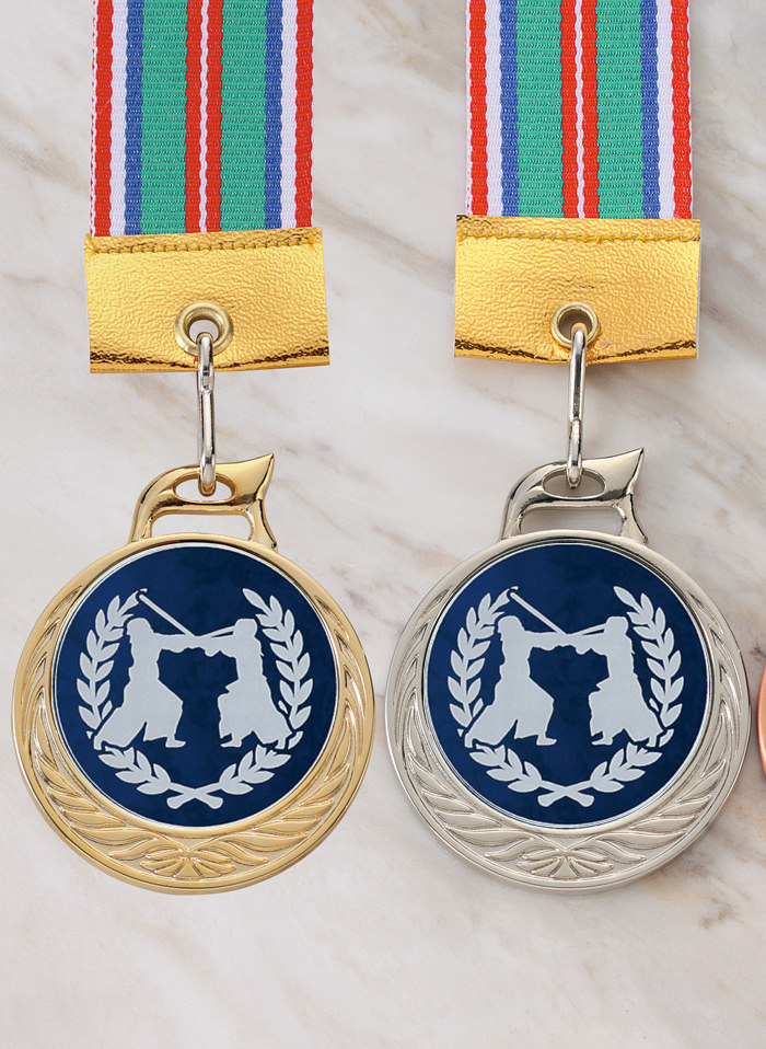 子供におすすめの直径45ミリサイズの剣道メダル JW-MR-126-kendo