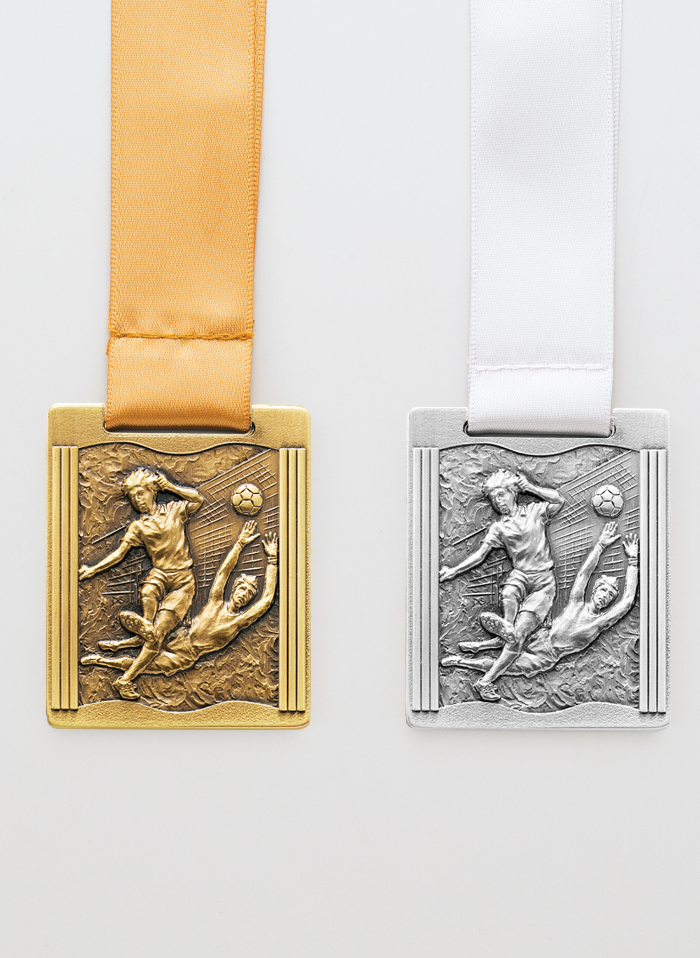 サッカー用真鍮古美仕上げの種目取替えメダル　JW-QM-soccer