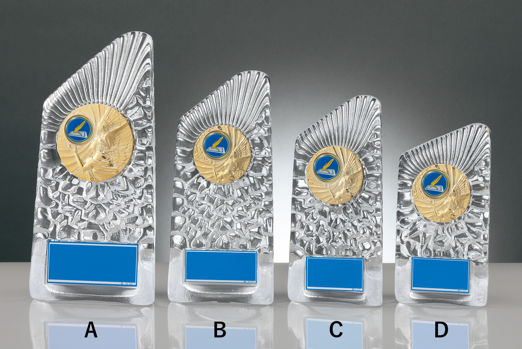 JW-RS-6068-trampoline トランポリン競技専用のマーク取替え可能なガラス製表彰楯