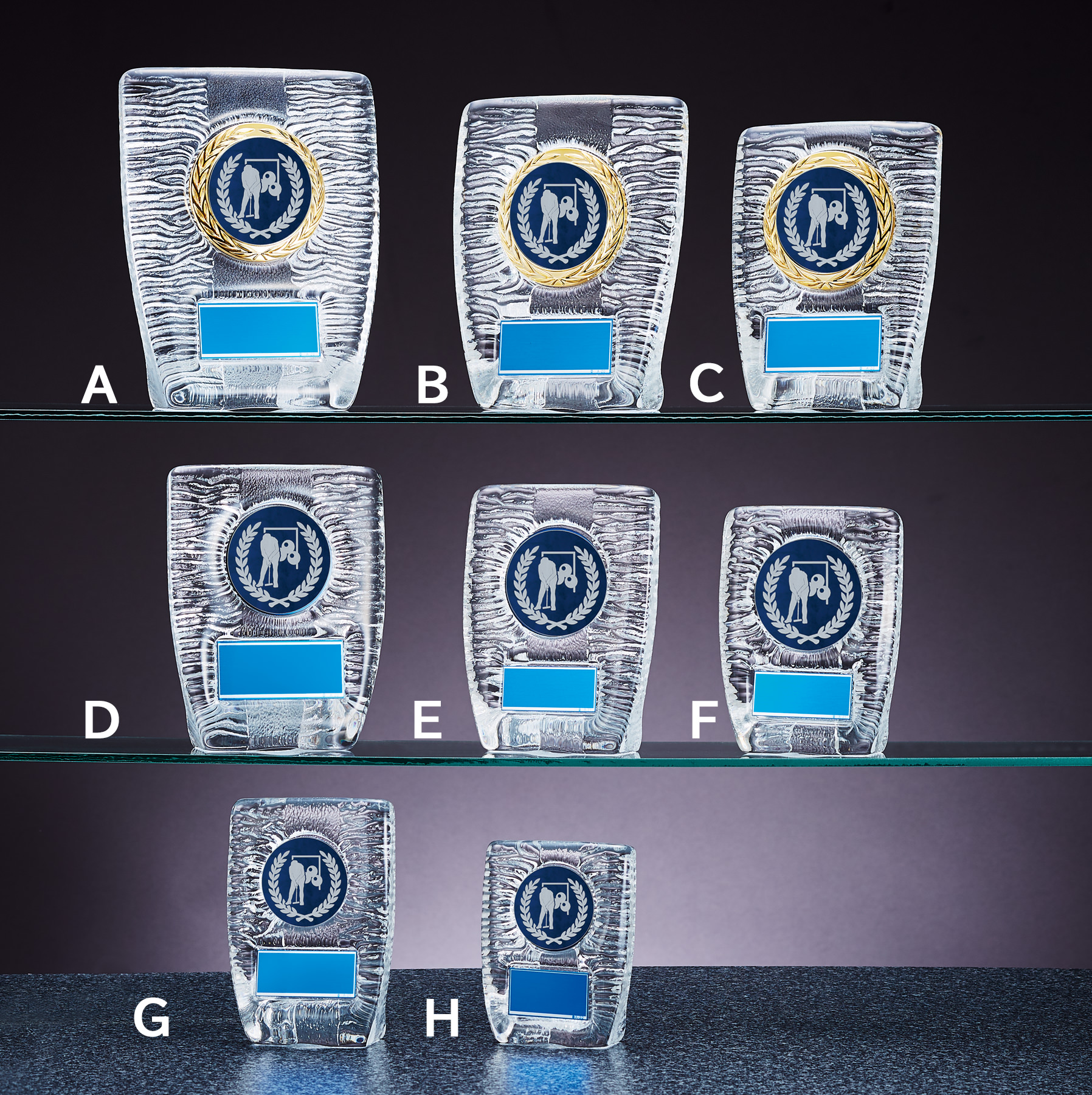 ゲートボール専用のガラス製表彰楯 JW-RS-6087-gateball