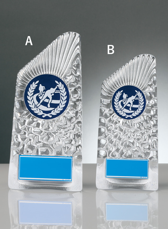 氷をモチーフにデザインされたガラス製のスケート表彰楯 JW-RS-6088-skate