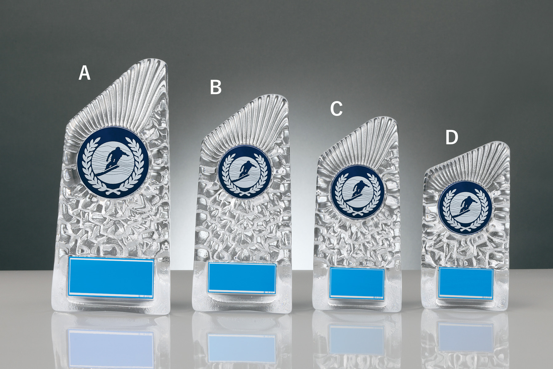 おしゃれなガラス製のスノーボード表彰楯 JW-RS-6088-snowboard