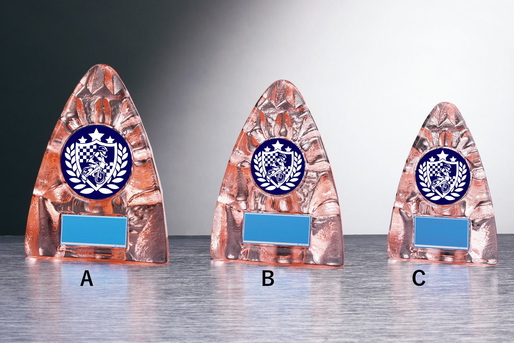 ピンクガラス製のキッズバイク・ランニングバイク専用楯　JW-RS-6091-kidsbike