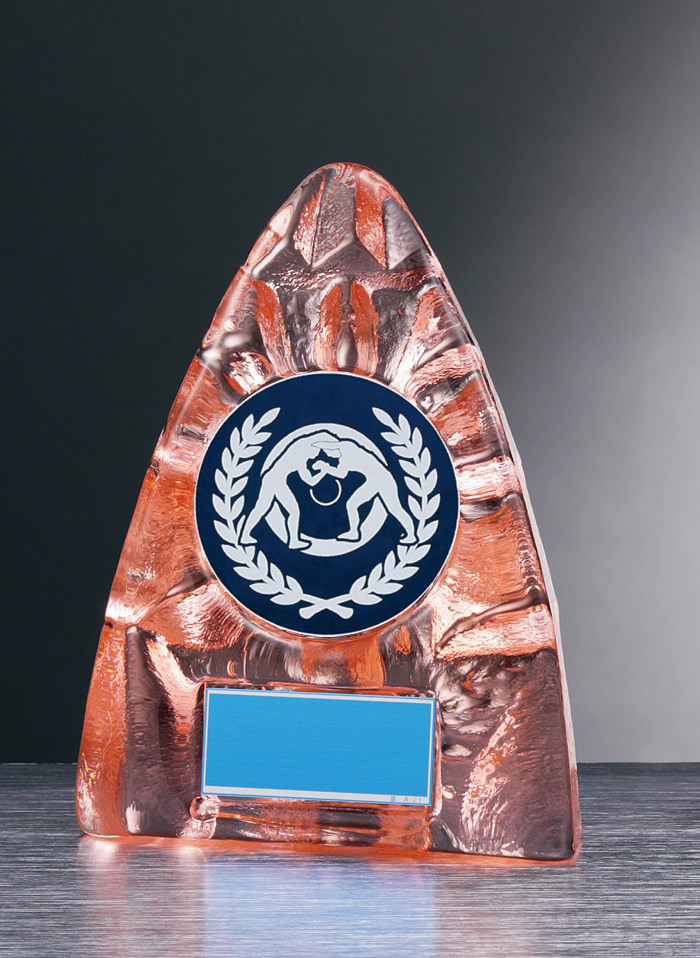 ピンクガラスのレスリング専用専用楯　JW-RS-6091-wrestling（ピンク）