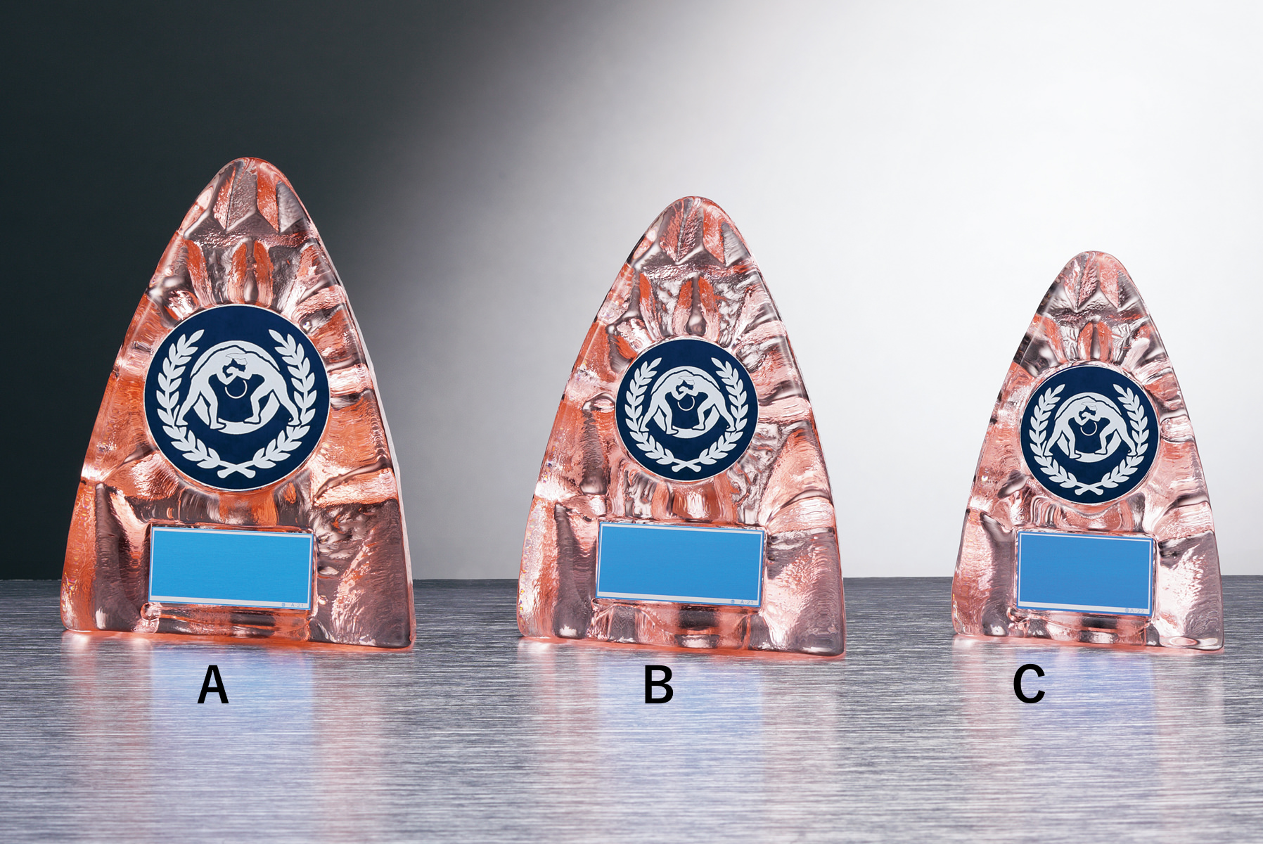 ピンクガラスのレスリング専用専用楯　JW-RS-6091-wrestling（ピンク）