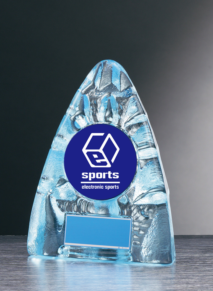 透明感のあるブルーガラス表彰楯　JW-RS-6092-esport（ブルー）