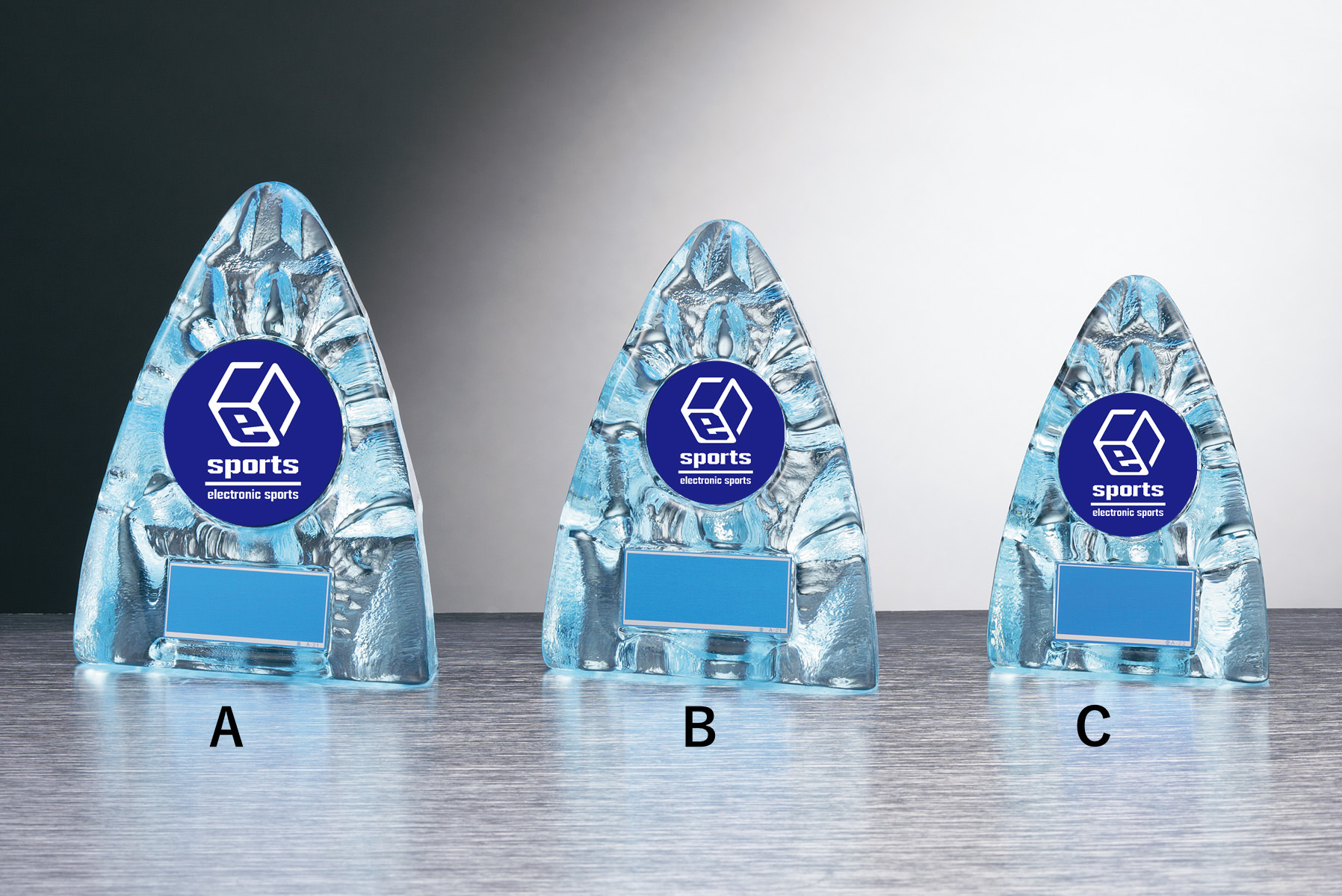 透明感のあるブルーガラス表彰楯　JW-RS-6092-esport（ブルー）