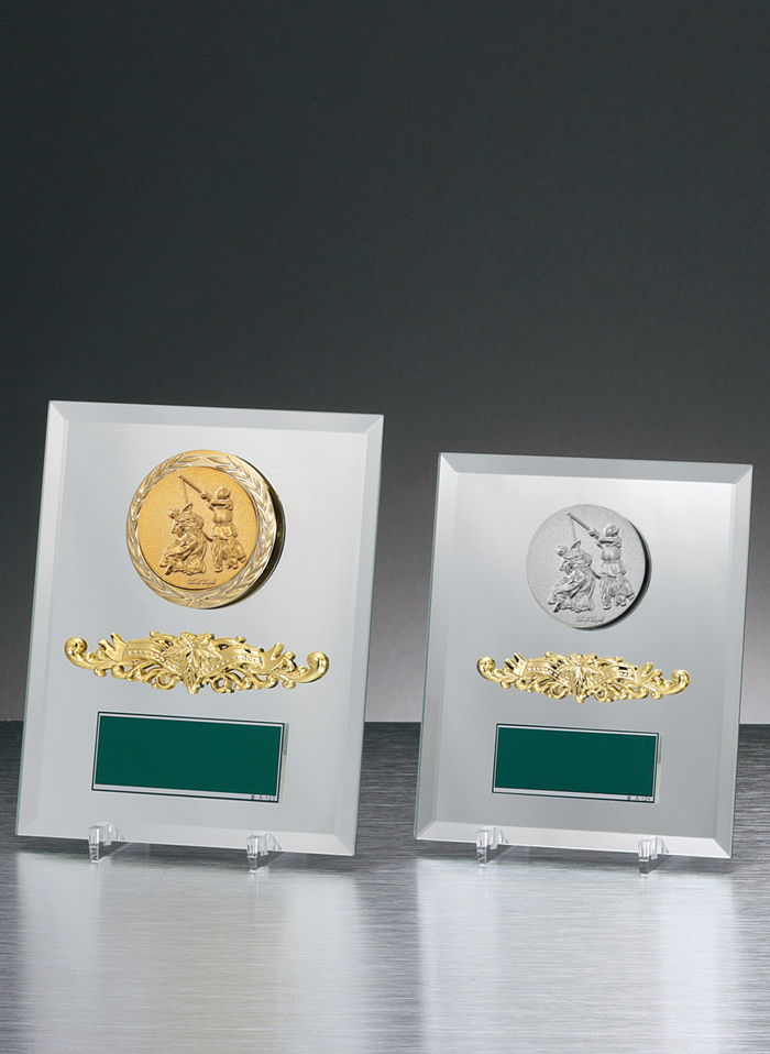 剣道用のおしゃれなミラー製記念楯 JW-S-6019-kendo