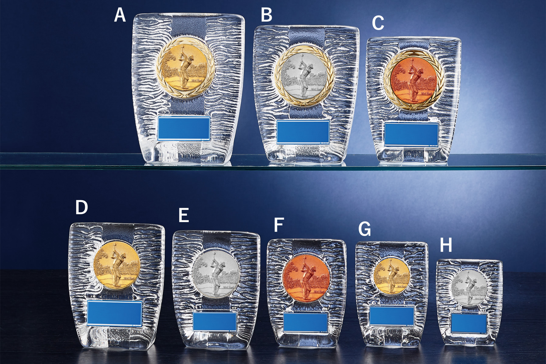 ドラコン賞やニアピン賞にもおすすめのガラスゴルフ楯 JW-S-6020-golf