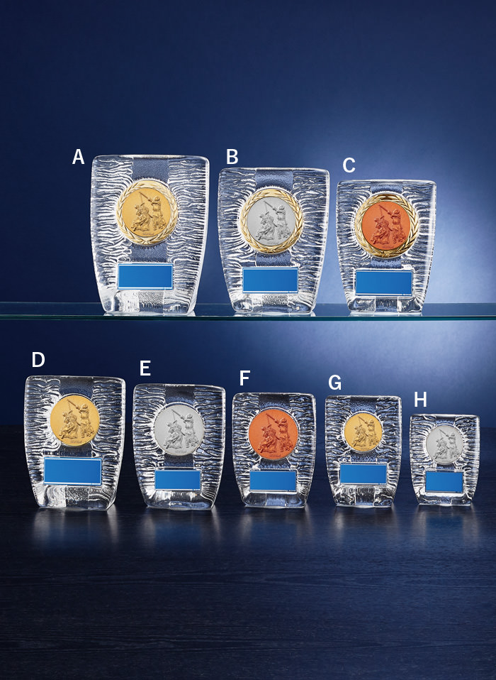 剣道デザインのガラス製の記念表彰楯 JW-S-6020-kendo