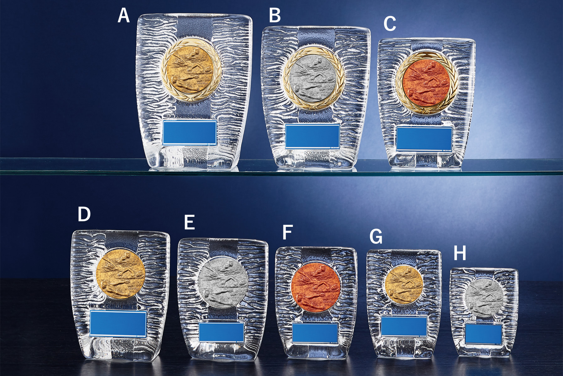 水泳・スイミング用の格安ガラス表彰楯 JW-S-6020-swimming