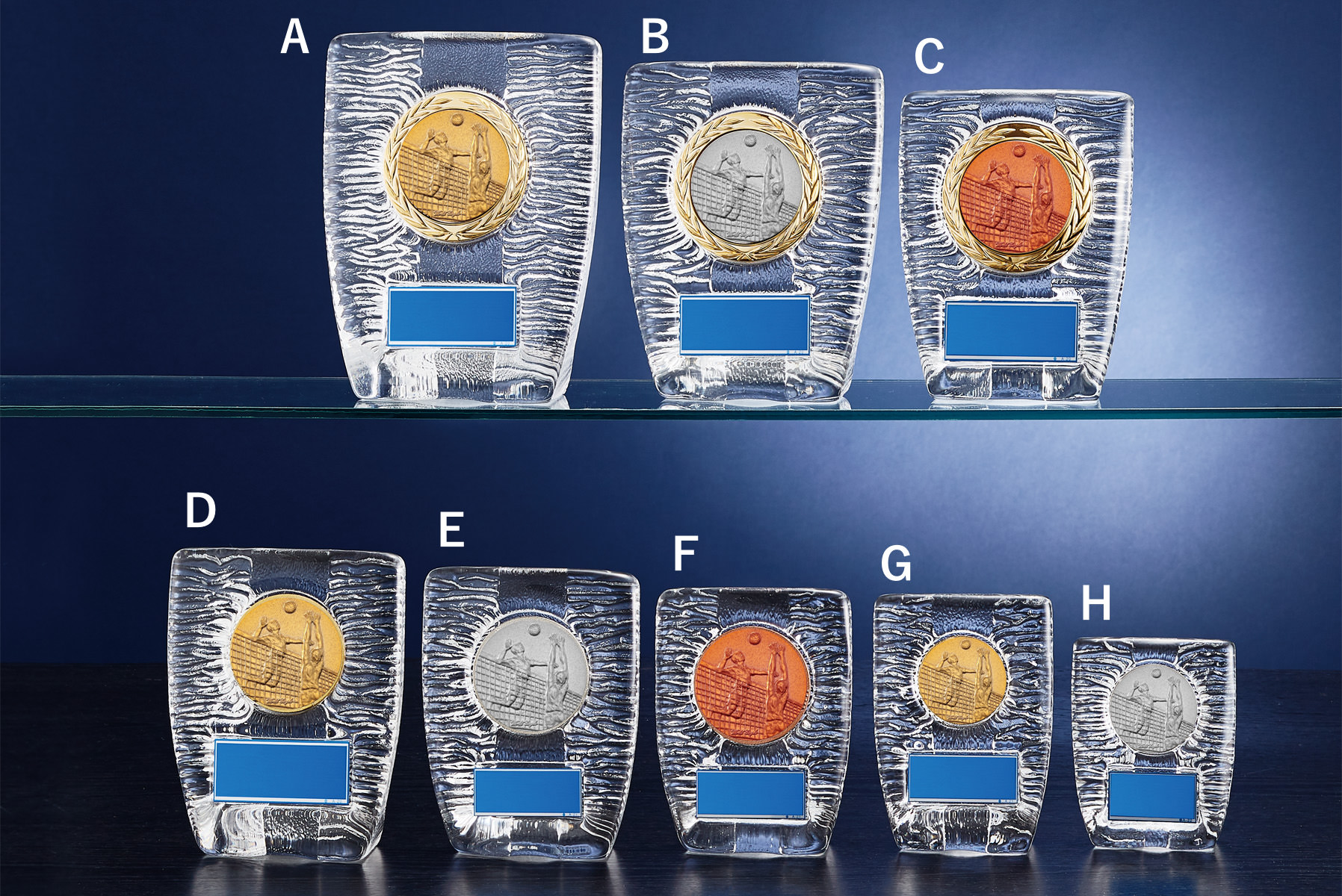 バレーボールの卒業記念に人気の格安ガラス楯 JW-S-6020-volleyball