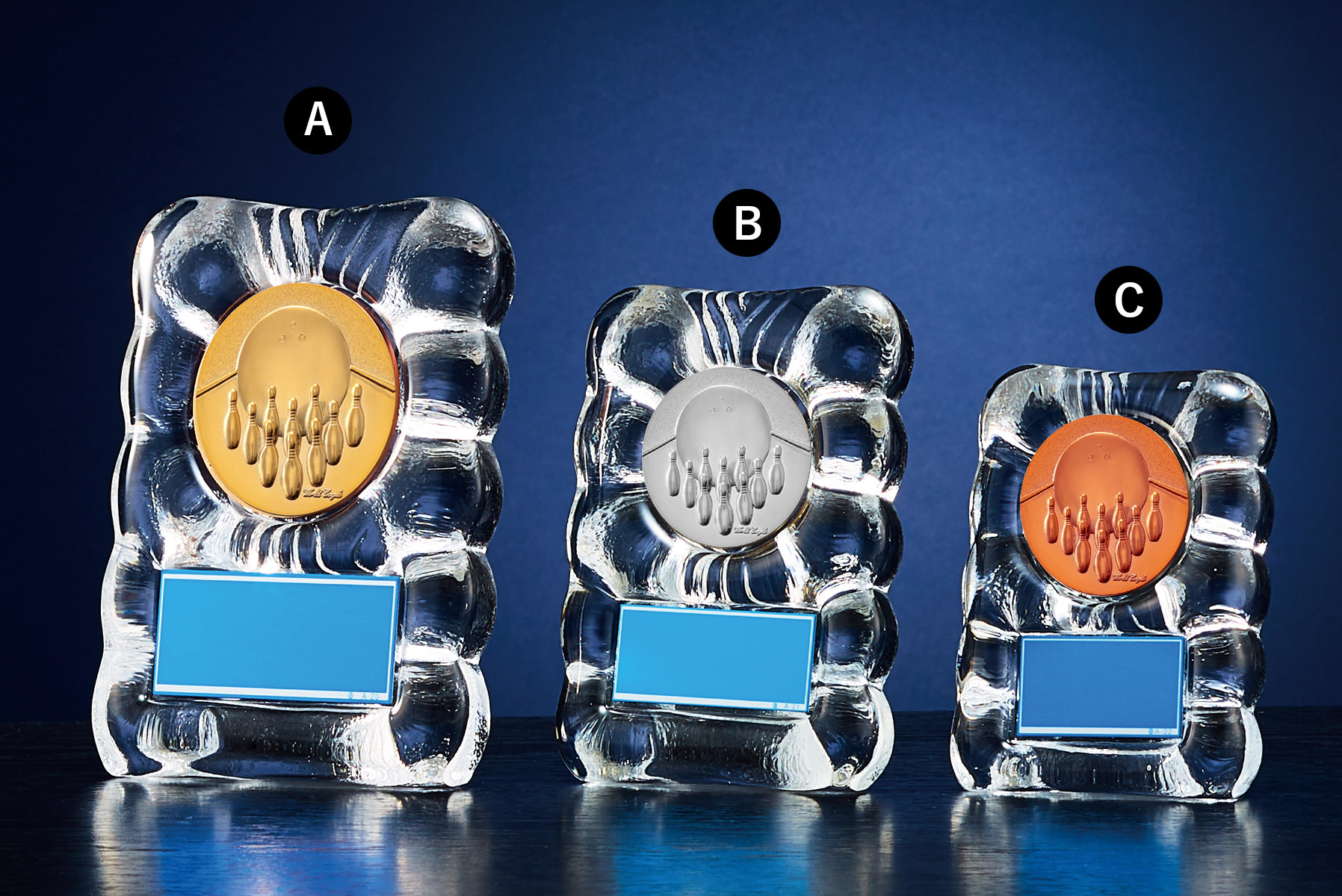 ボウリング用ガラス表彰楯 JW-S-6021-bowling