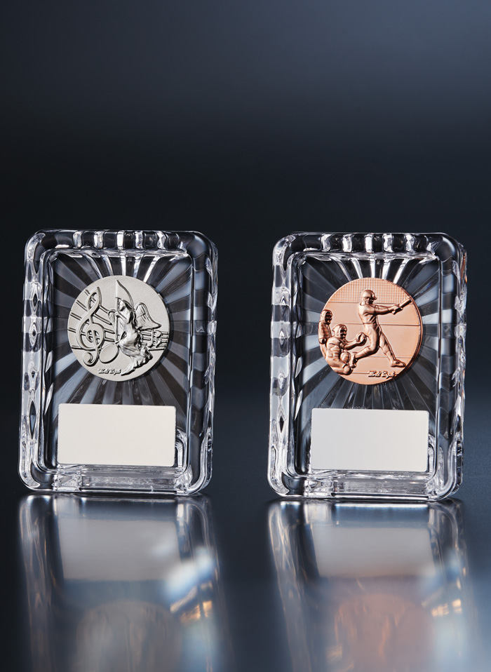 四角いフォルムが可愛らしい人気のガラス表彰楯 JW-S-6023