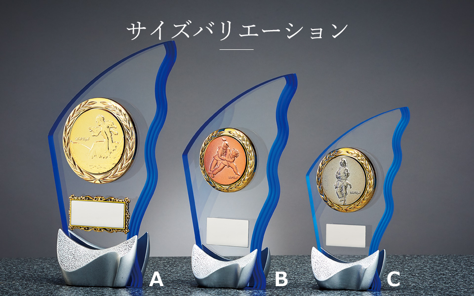 スタイリッシュな形が人気のアクリル製表彰楯のサイズバリエーション JW-S-6028
